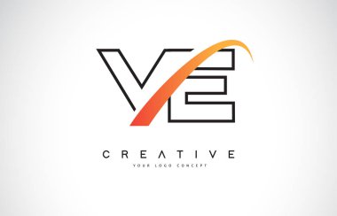 Ve V E Swoosh mektup Logo tasarımı Modern sarı ile Swoosh eğik çizgiler vektör çizim.