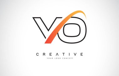 VO V O Swoosh mektup Logo tasarımı Modern sarı ile Swoosh eğik çizgiler vektör çizim.