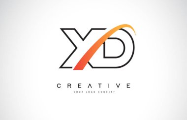 XD X D Swoosh mektup Logo tasarımı Modern sarı ile Swoosh eğik çizgiler vektör çizim.