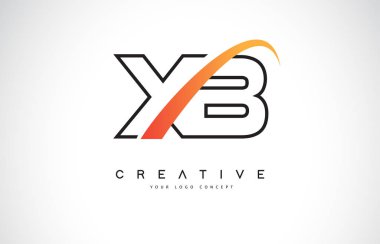 XB X B Swoosh mektup Logo tasarımı Modern sarı ile Swoosh eğik çizgiler vektör çizim.