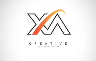 XA X A Swoosh mektup Logo tasarımı Modern sarı ile eğik çizgiler vektör çizim Swoosh.