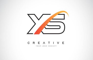 XS X S Swoosh mektup Logo tasarımı Modern sarı ile Swoosh eğik çizgiler vektör çizim.
