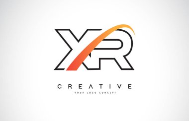 XR X R Swoosh mektup Logo tasarımı Modern sarı ile Swoosh eğik çizgiler vektör çizim.