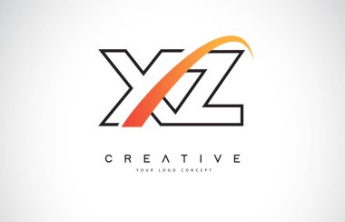 XZ X Z Swoosh mektup Logo tasarımı Modern sarı ile Swoosh eğik çizgiler vektör çizim.