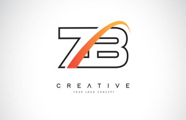 ZB Z B Swoosh mektup Logo tasarımı Modern sarı ile Swoosh eğik çizgiler vektör çizim.