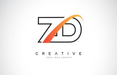 ZD Z D Swoosh mektup Logo tasarımı Modern sarı ile Swoosh eğik çizgiler vektör çizim.