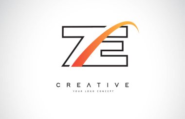 Ze Z E Swoosh mektup Logo tasarımı Modern sarı ile Swoosh eğik çizgiler vektör çizim.