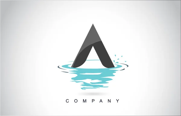 Skrivelse Logotypdesign Med Vatten Stänk Krusningar Droppar Speglar Vektorillustration Ikonen — Stock vektor