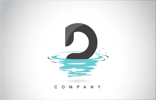 List Logo Design Wody Splash Fale Kropli Refleksji Wektor Ikona — Wektor stockowy