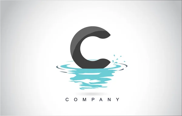 Projeto Logotipo Letra Com Ondulações Respingo Água Gotas Ilustração Ícone — Vetor de Stock