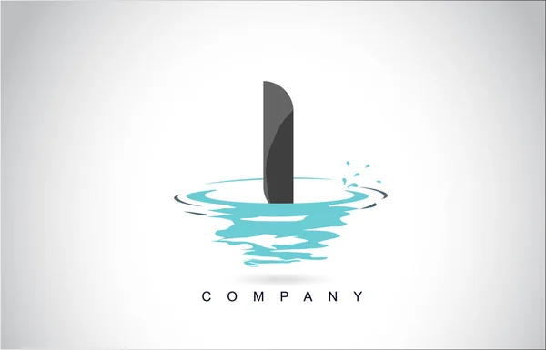 Brief Logo Design Mit Wasser Spritzwasser Wellen Tropfen Reflexion Vektor — Stockvektor