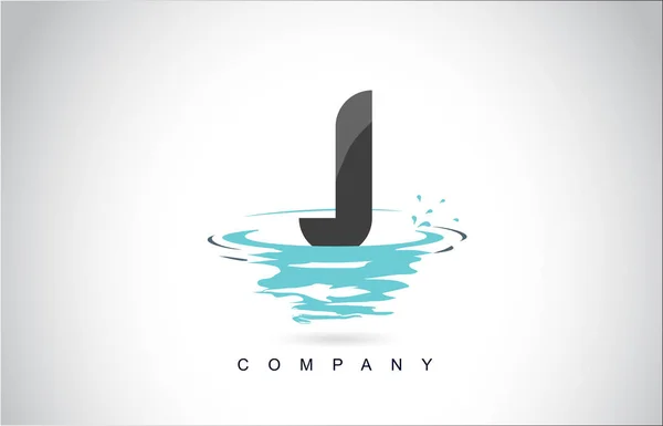 Carta Logo Design Com Respingo Água Ondulações Gotas Reflexão Vetor — Vetor de Stock