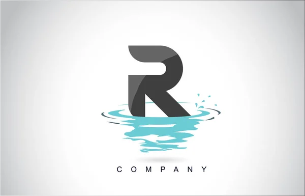 Projektowanie Logo Litera Wody Splash Fale Kropli Refleksji Wektor Ikona — Wektor stockowy