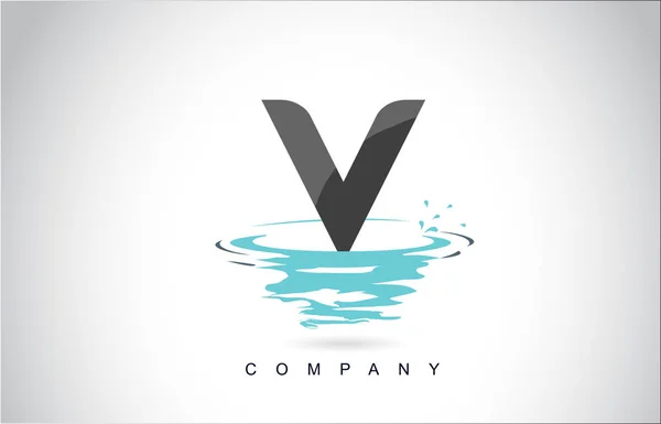 Letter Logo Design Water Splash Ripples Drops Reflection Vector Icon — Stock Vector