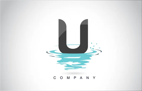 Carta Logo Design Com Respingo Água Ondulações Gotas Reflexão Vetor — Vetor de Stock