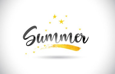 Altın yıldız izi ve el yazısı eğik yazı tipi vektör çizim yaz Word metin.