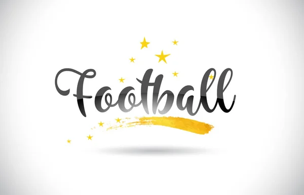 Futebol Word Text Golden Stars Trail Handwritten Curved Font Vector — Vetor de Stock