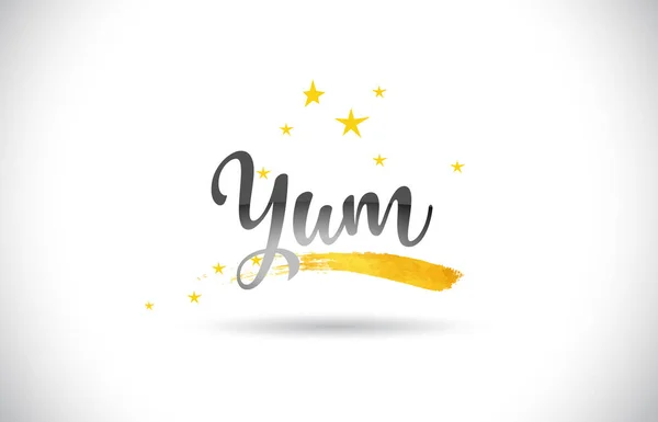 Texte Yum Word Avec Golden Stars Trail Illustration Vectorielle Polices — Image vectorielle