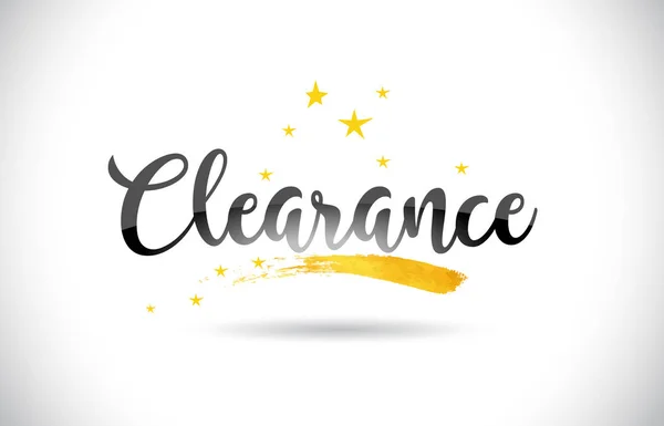 Clearance Word Text Golden Stars Trail Handwritten Curved Font Vector — Stock Vector