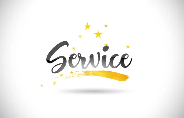 Service Word Text Mit Goldenen Sternen Und Handgeschriebener Gebogener Schriftvektorillustration — Stockvektor