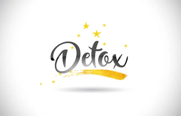 Detox Texto Word Com Estrelas Douradas Trail Handwritten Curved Font —  Vetores de Stock