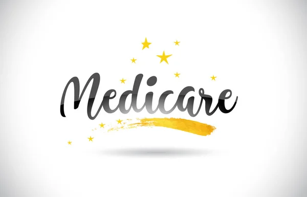 Texto Palavra Medicare Com Estrelas Douradas Trail Ilustração Vetorial Fonte —  Vetores de Stock