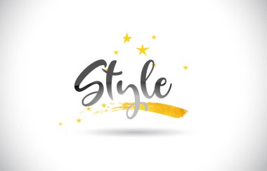 Altın yıldız izi ve el yazısı eğik yazı tipi vektör çizim stili Word metin.