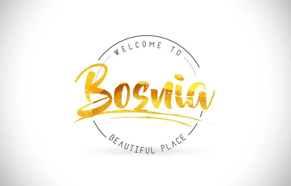 Bosnia Bienvenido Texto Word Con Fuente Manuscrita Vector Ilustración Diseño — Vector de stock