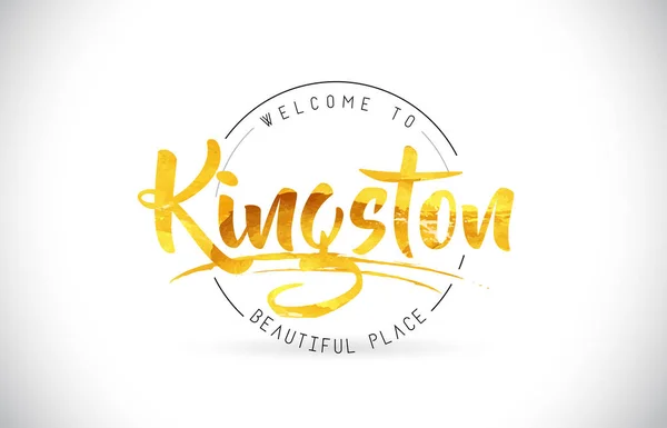 Kingston Bienvenido Texto Word Con Fuente Manuscrita Vector Ilustración Diseño — Archivo Imágenes Vectoriales