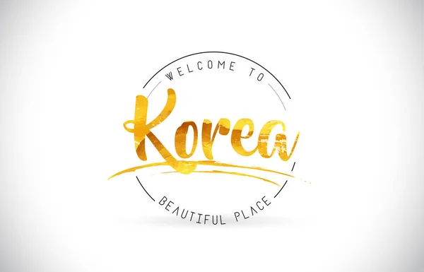 Corée Bienvenue Texte Word Avec Police Manuscrite Vecteur Illustration Conception — Image vectorielle