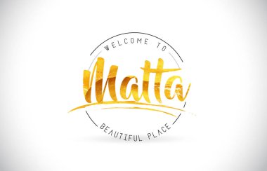 Word metni el yazısı yazı tipi ve altın doku tasarım illüstrasyon vektör Malta hoşgeldiniz.