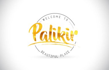 Word metni el yazısı yazı tipi ve altın doku tasarım illüstrasyon vektör Palikir hoşgeldiniz.