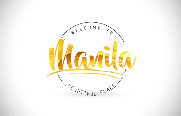 Manille Bienvenue Texte Word Avec Police Manuscrite Vecteur Illustration Conception — Image vectorielle