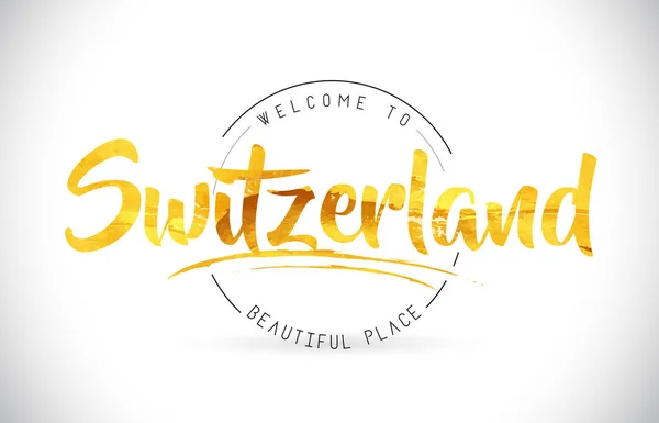 Suisse Bienvenue Texte Word Avec Police Manuscrite Vecteur Illustration Design — Image vectorielle