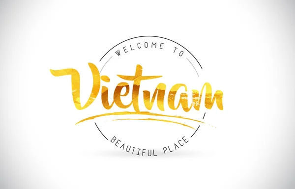 Vietnam Bienvenue Texte Word Avec Police Manuscrite Vecteur Illustration Conception — Image vectorielle