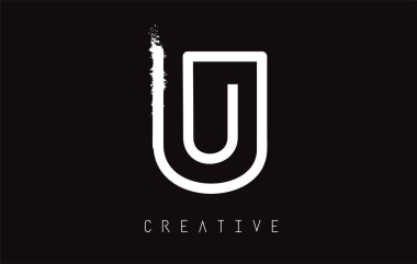 U Monogram mektup tasarım fırça boya darbesi. Mektup Logo Monogram boya fırçası vektör çizim ile.