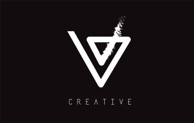 V Monogram mektup tasarım fırça boya darbesi. Mektup Logo Monogram boya fırçası vektör çizim ile.