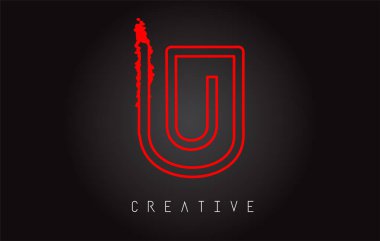 U Monogram mektup tasarım fırça boya darbesi. Mektup Logo Monogram boya fırçası vektör çizim ile.