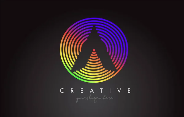 Diseño Del Logotipo Una Carta Con Formas Circulares Arco Iris — Vector de stock