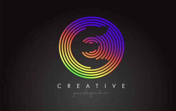 Carta Logo Design Com Formas Circulares Coloridas Arco Íris Vigrante —  Vetores de Stock