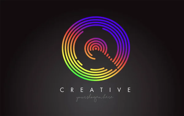 Lettre Logo Design Avec Des Formes Circulaires Arc Ciel Colorées — Image vectorielle