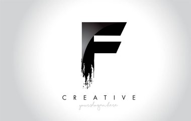 Fırça darbesi ve Modern bir 3d görünüm F harf tasarımı vektör çizim.