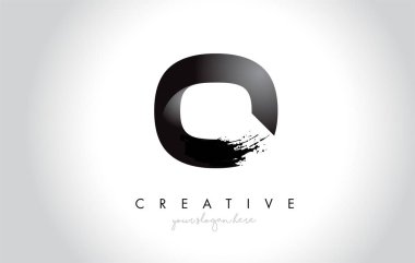 O mektup fırça darbesi ve Modern tasarımı 3d görünümlü illüstrasyon vektör.