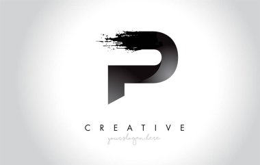 P harfi fırça darbesi ve Modern tasarımı 3d görünümlü illüstrasyon vektör.