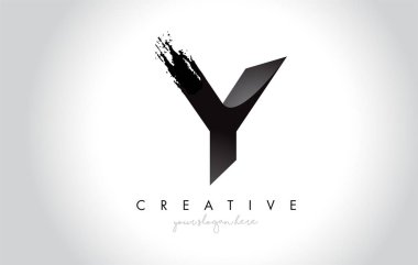 Fırça darbesi ve Modern bir 3d görünüm ile Y harfi tasarım vektör çizim.
