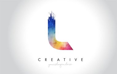 Suluboya fırça darbesi ve Modern canlı renkler vektör L boya fırçası mektup tasarımı.