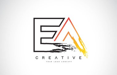 EA yaratıcı Modern Logo Tasarım Vetor turuncu ve siyah renkler. Monogram kontur mektup tasarım.