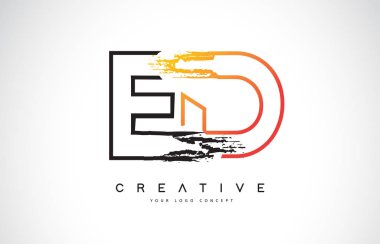 Ed Creative Modern Logo Tasarım Vetor turuncu ve siyah renkler. Monogram kontur mektup tasarım.