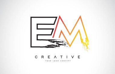 Em yaratıcı Modern Logo Tasarım Vetor turuncu ve siyah renkler. Monogram kontur mektup tasarım.