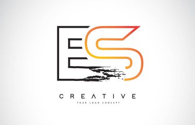 Es yaratıcı Modern Logo Tasarım Vetor turuncu ve siyah renkler. Monogram kontur mektup tasarım.